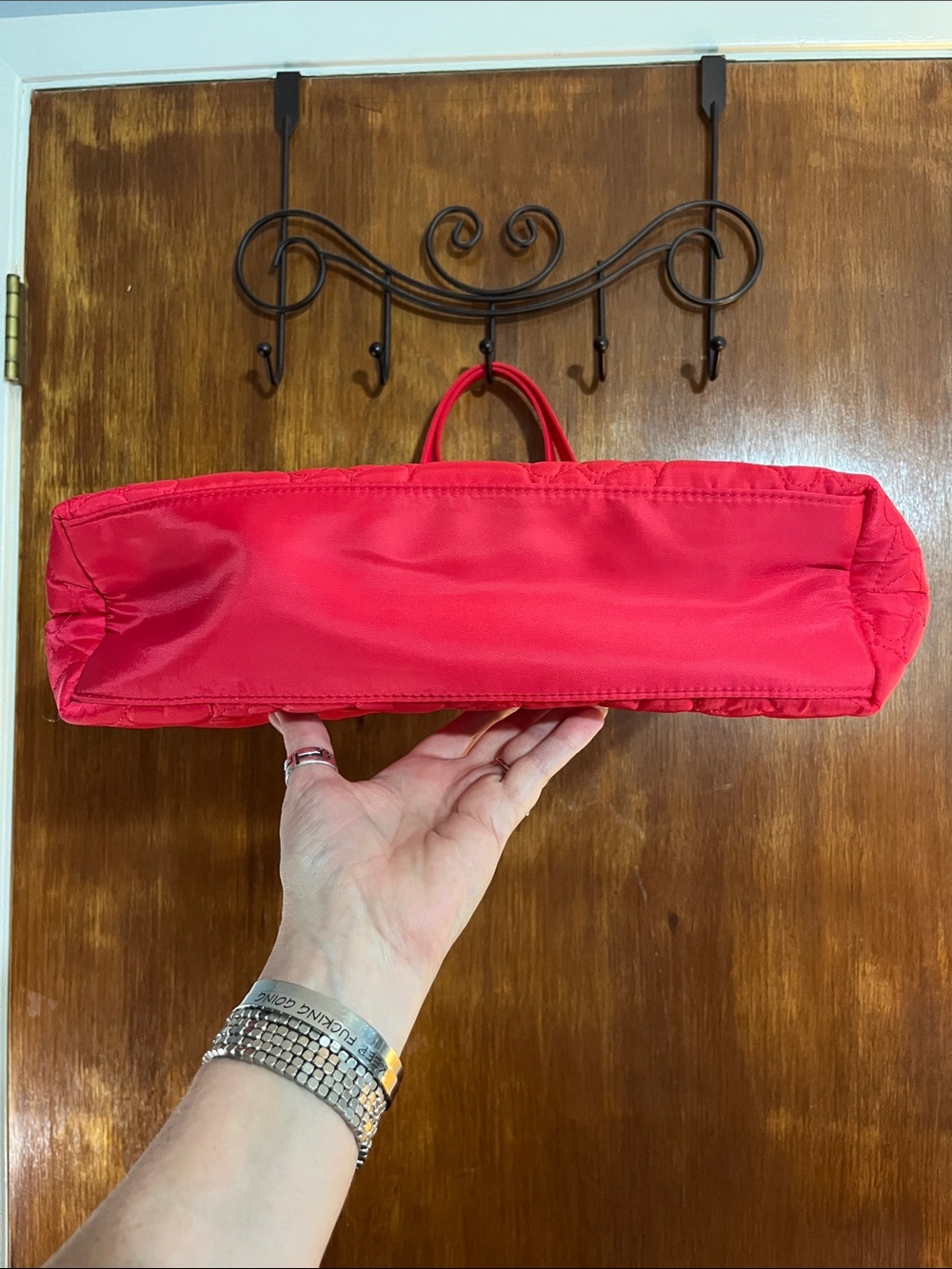 Kate Spade Red Quilted Heart-Pattern Tote - Picture 3 of 9